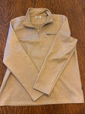 DKNY Men's Taupe Half-Zip Pullover Sweater